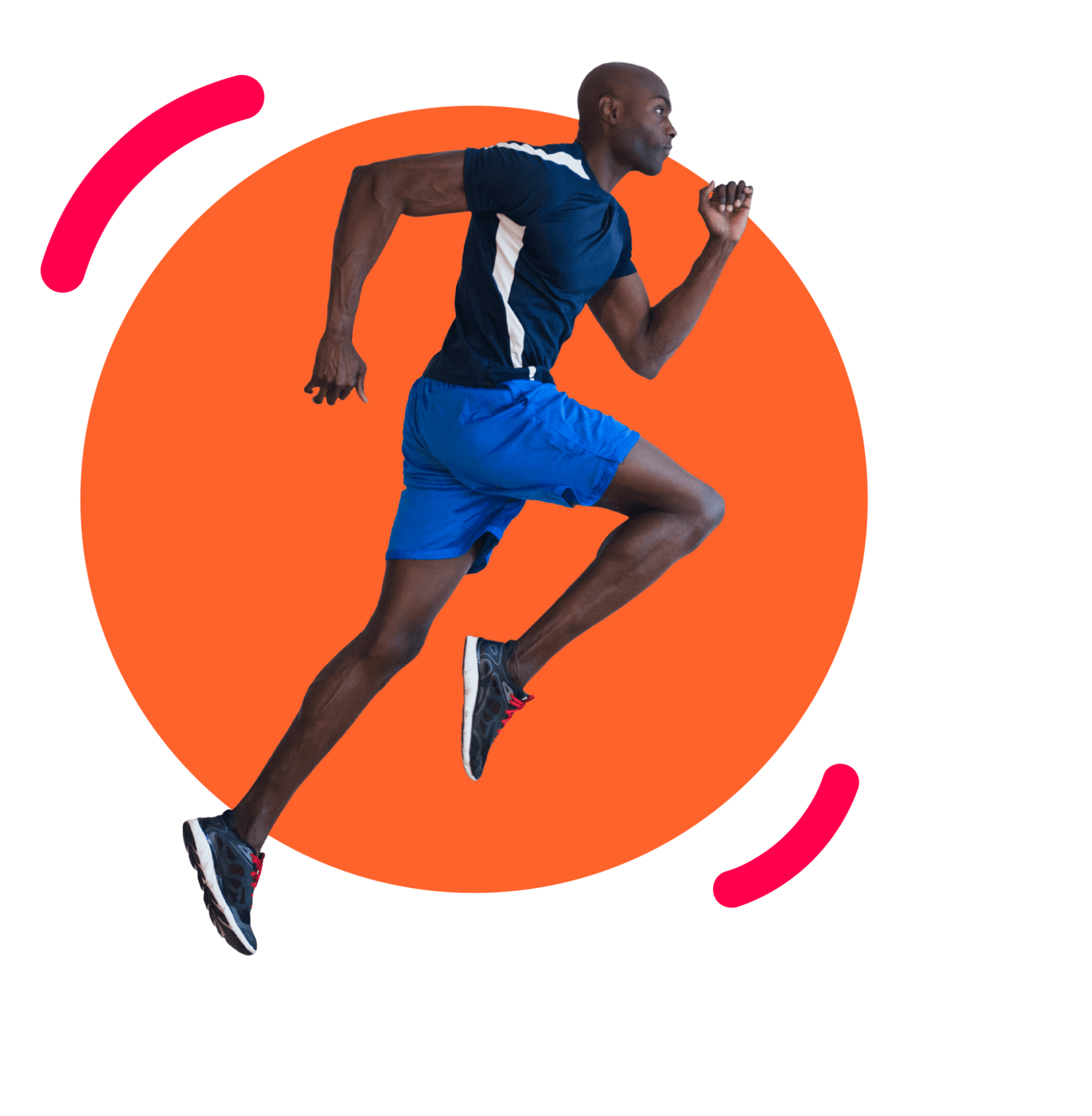 Man who is in a running pose.